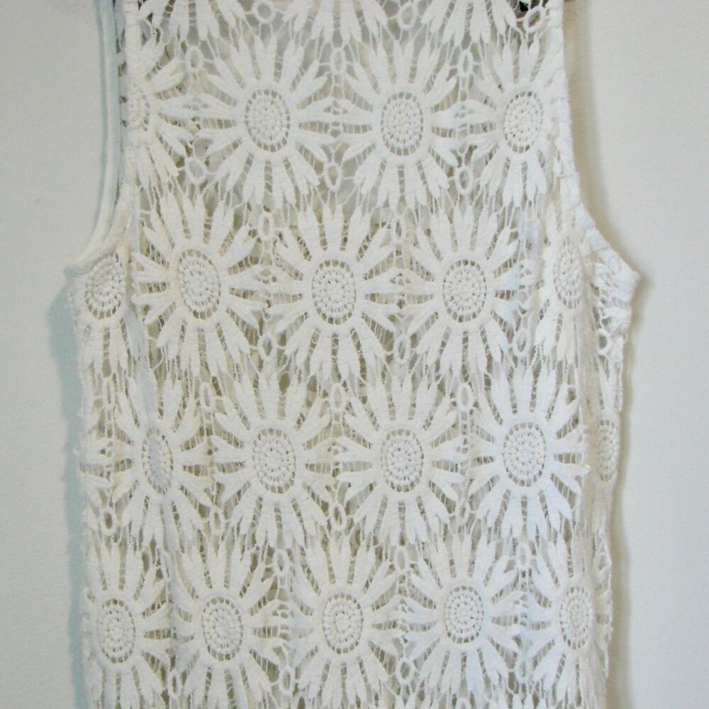 Forever 21 White Floral Crochet Lace Bathing Suit Bikini Cover Up Daisy Medium - Picture 9 of 14